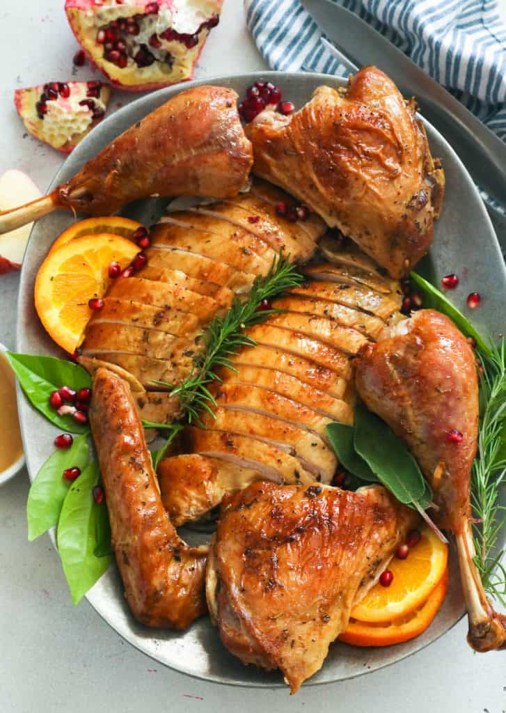 Baked Spatchcock Turkey Sliced