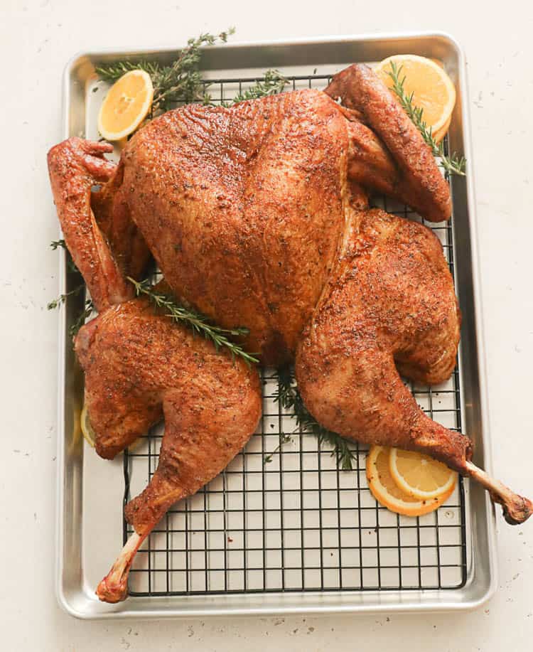 Smoked Spatchcock Turkey on a Sheet Pan
