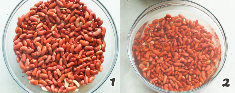 Soaking red beans