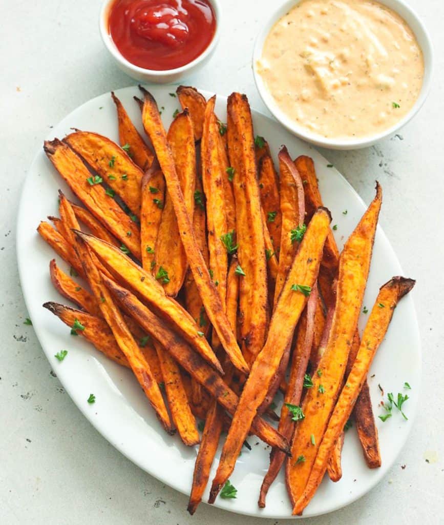 Cajun Baked Sweet Potato Fries with remoulade