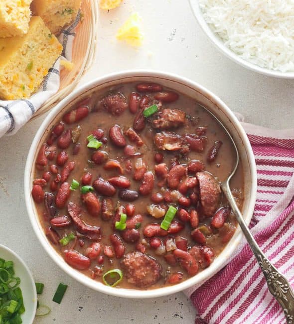 Instant pot red beans and rice with cornbread