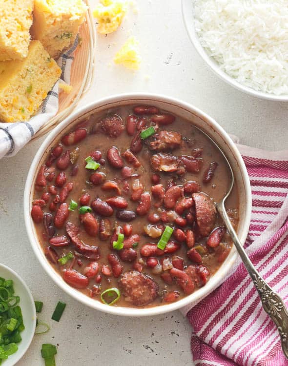 Instant pot red beans and rice with cornbread