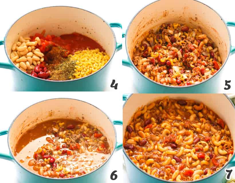 Cooking the pasta and beans