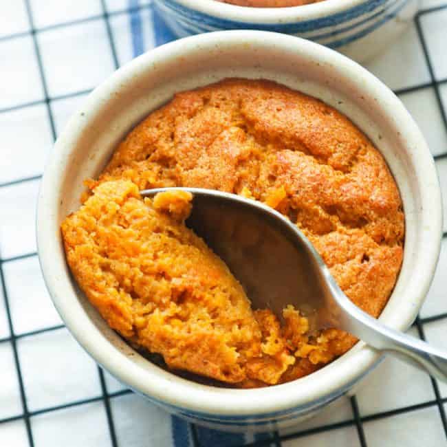 Taking a bite of Sweet Potato Souffle