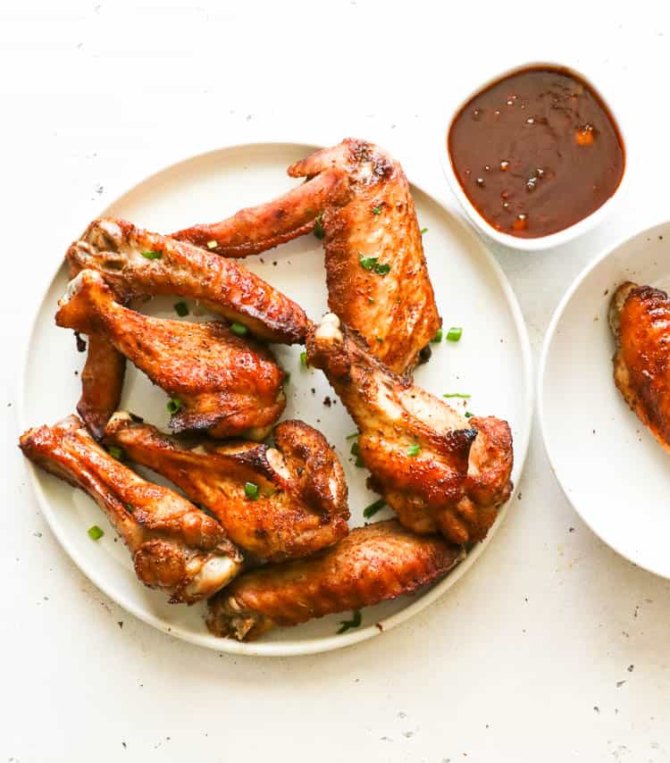 Baked Turkey Wings on a white plate