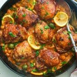 Chicken Tagine in a Skillet ready to enjoy