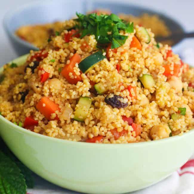 Moroccan Couscous Topped with Fresh Parsley