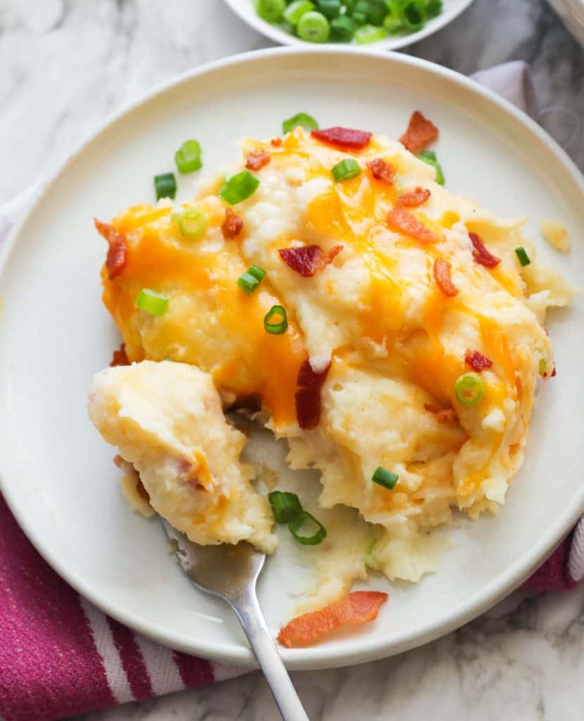 A Plate of Loaded Mashed Potato Casserole