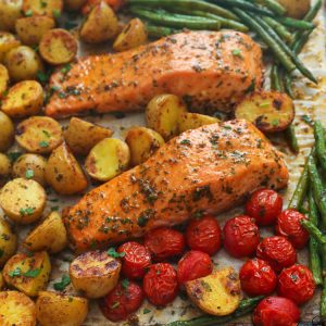 Cajun Salmon One Sheet Pan