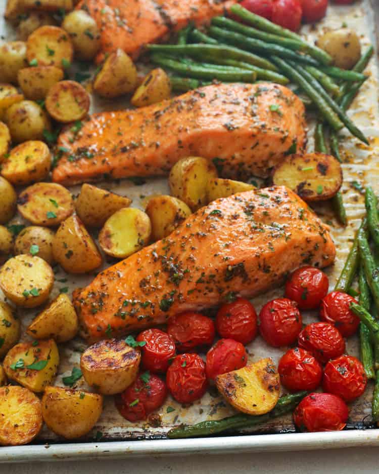 One Sheet Pan Cajun Salmon and Vegetables