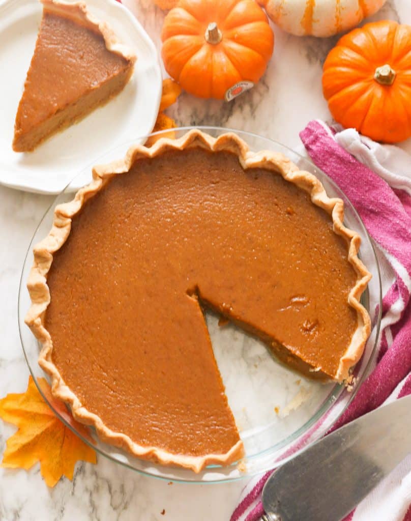 Pumpkin Pie with a slice gone