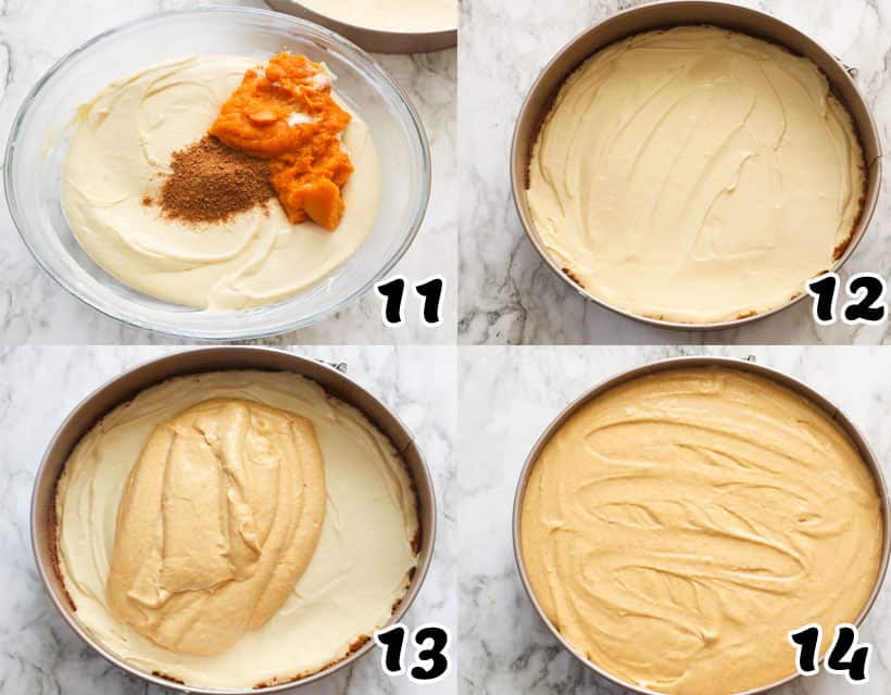 Assembling the Pumpkin Cheesecake