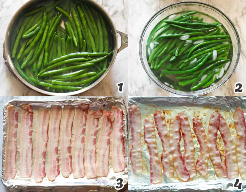 Preparing the Beans and Bacon for Bacon Wrapped Green Beans