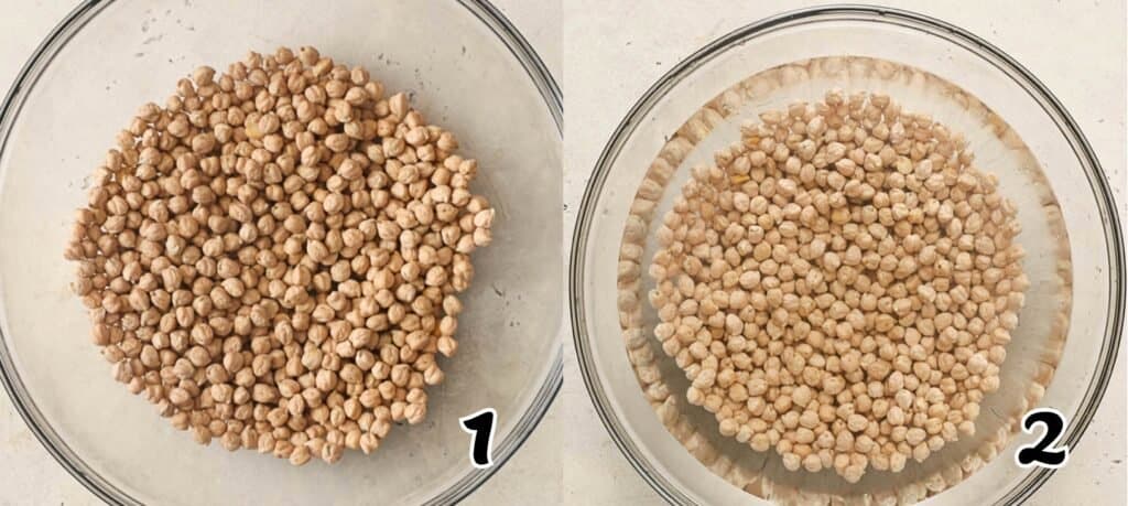 Soak the chickpeas (garbanzos)