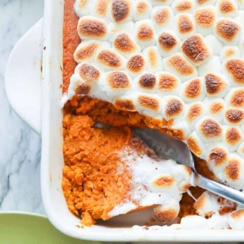 Sweet Potato Casserole with Marshmallows - Immaculate Bites