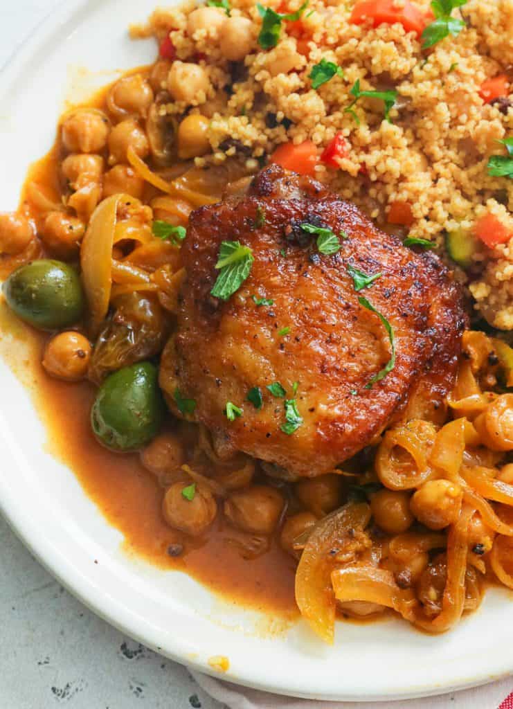 Moroccan Couscous Served with Chicken Tagine