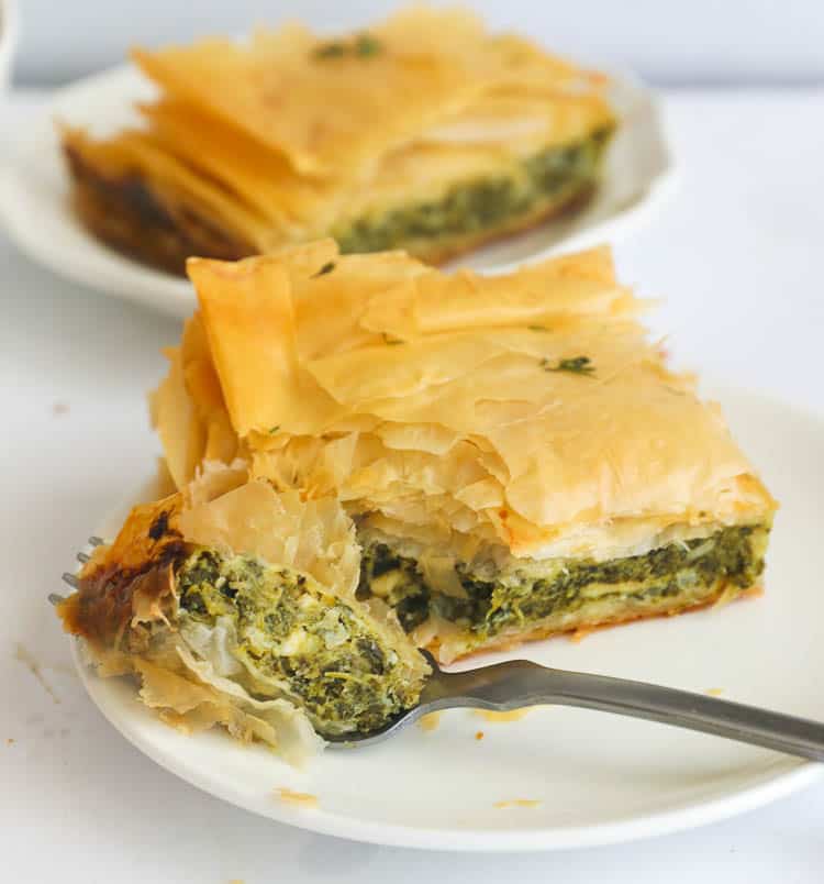 Spinach Pie on white plate