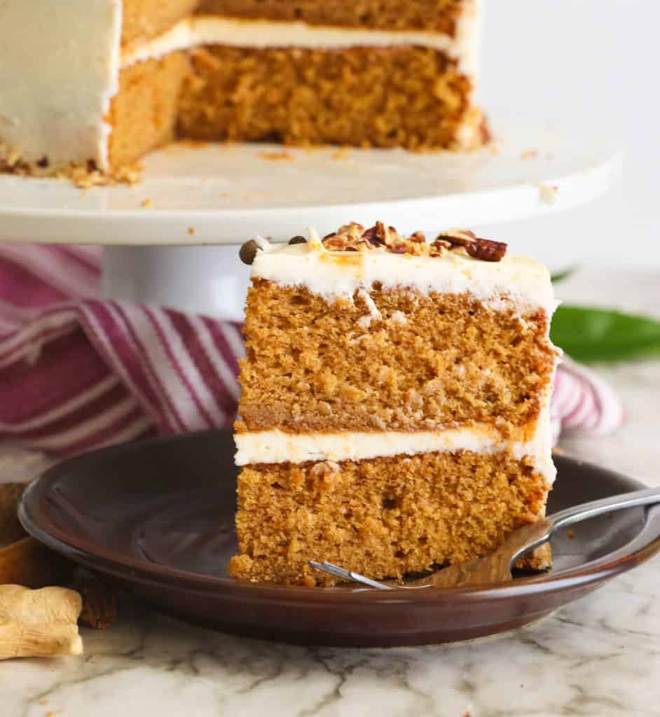 Sliced Spice Cake with Cream Cheese Frotsing