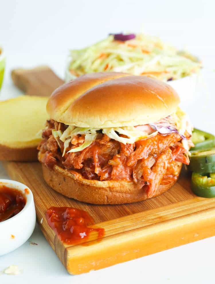 Pulled Pork Sandwich with Coleslaw and Homemade BBQ Sauce
