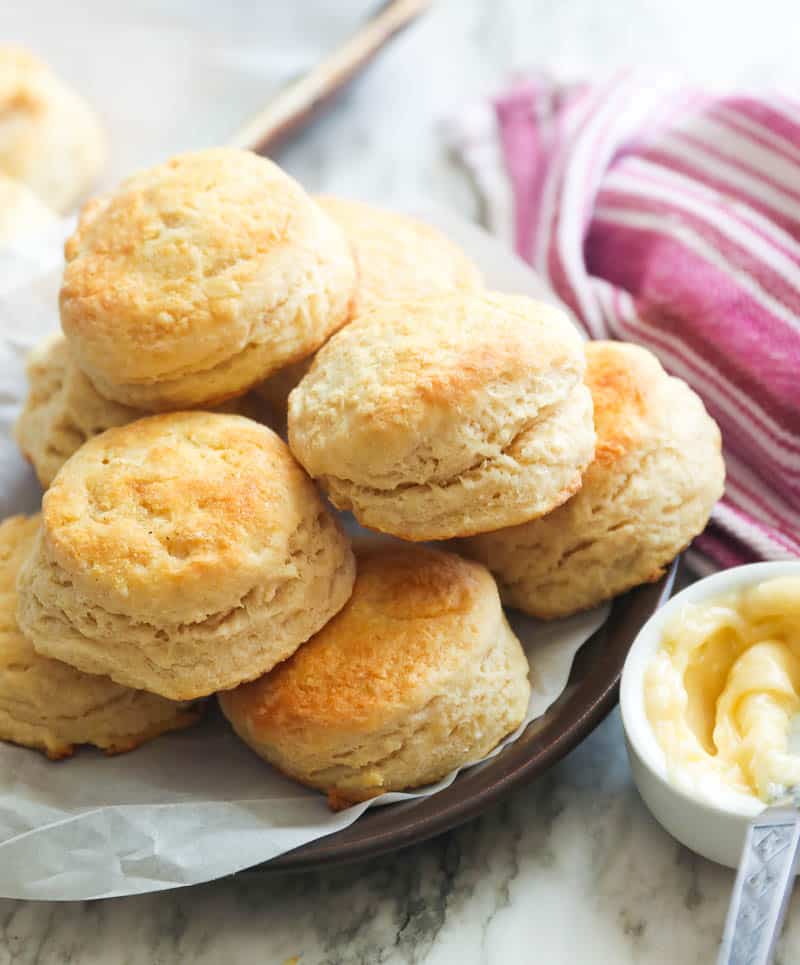 Biscuits on plate w/honey butter