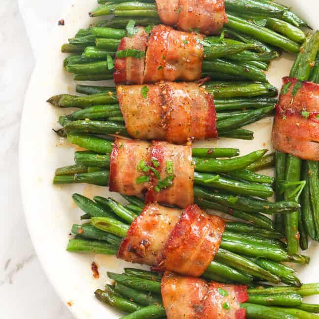 A Platter of Bacon-Wrapped Green Beans