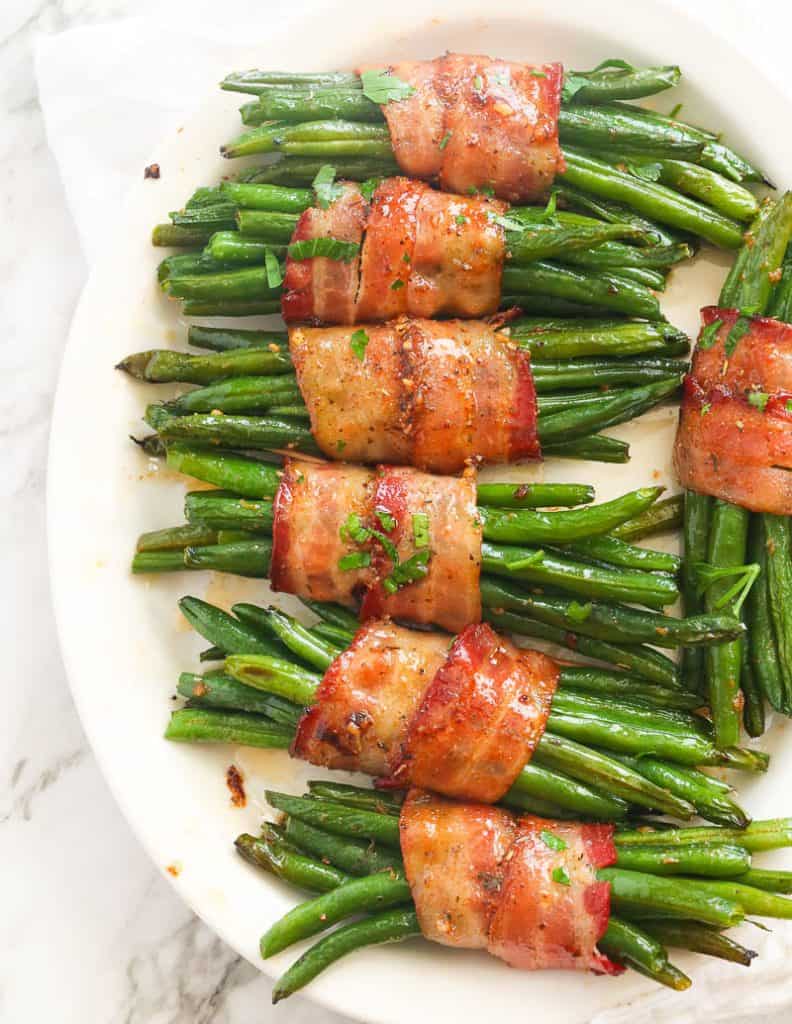 A Platter of  Bacon Wrapped Green Beans