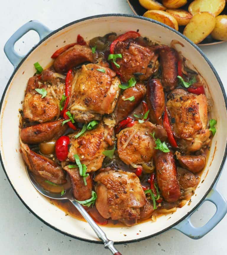 Chicken Scarpariello fresh from the oven