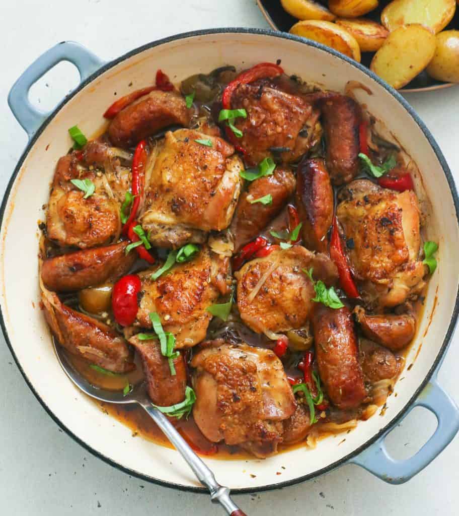 Chicken Scarpariello fresh from the oven