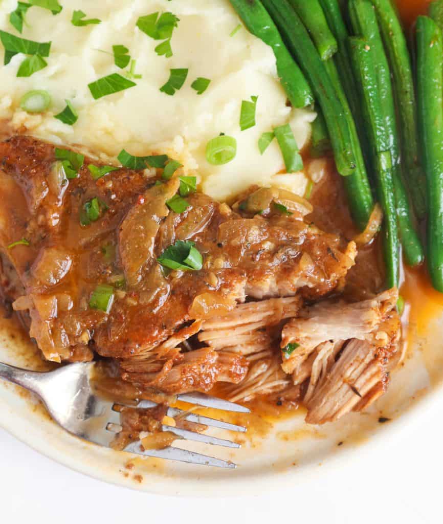 Instant Pot Country Style Ribs served with Green Beans