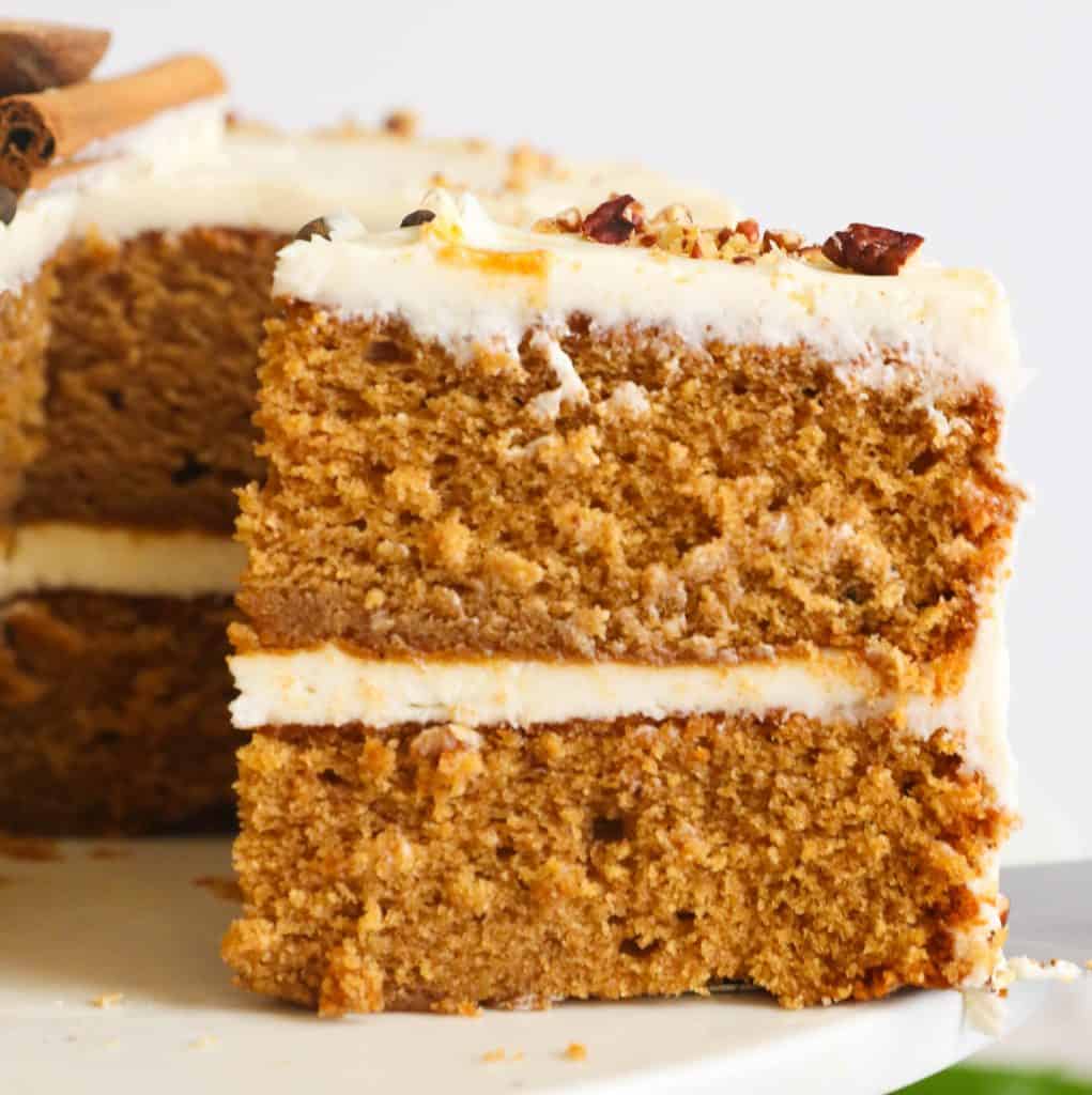 Closeup Shot of a Slice of Spice Cake