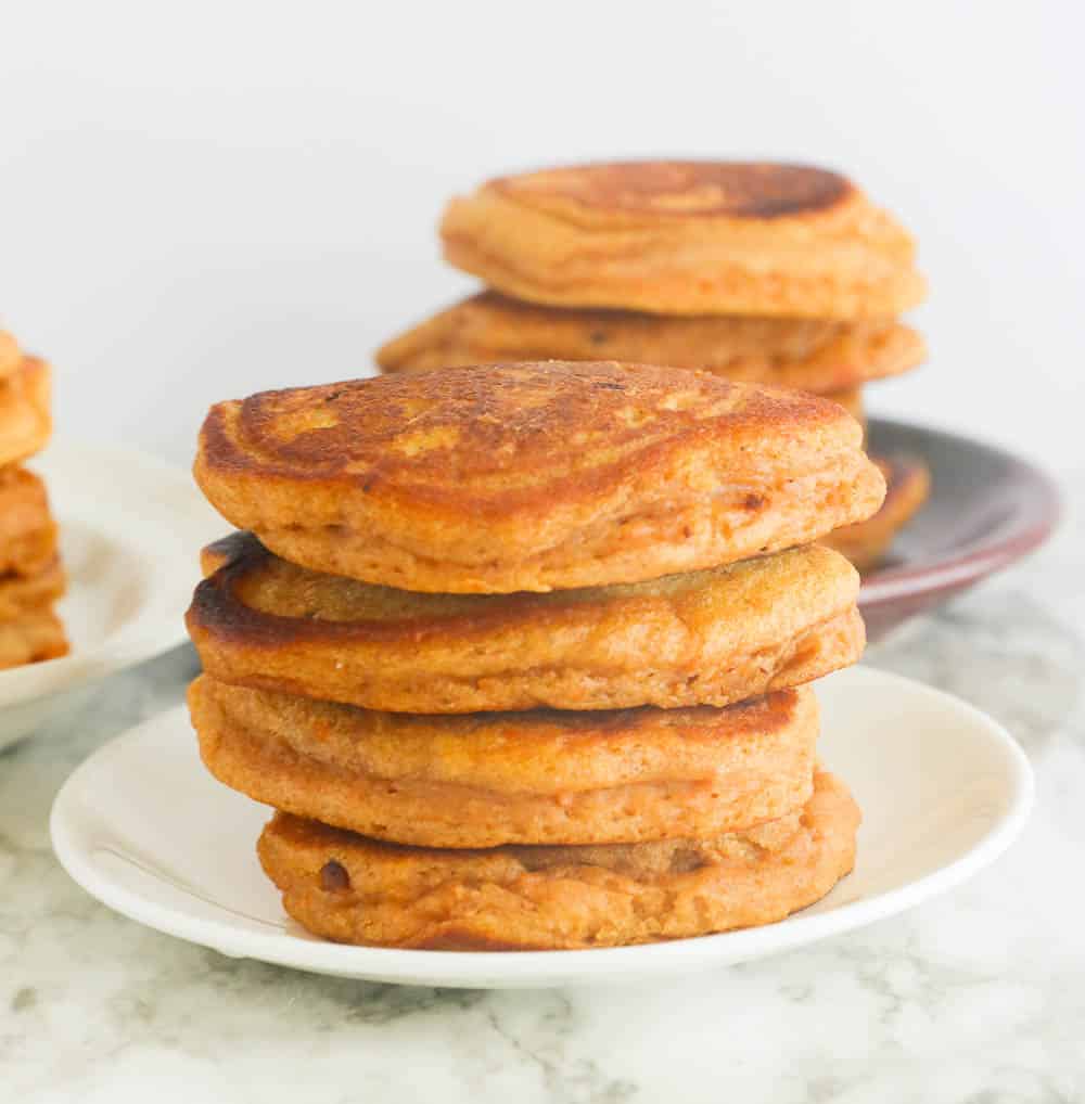Stack of sweet potato pancakes
