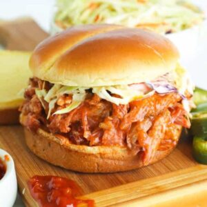 Pulled Pork Sandwich Served with Coleslaw