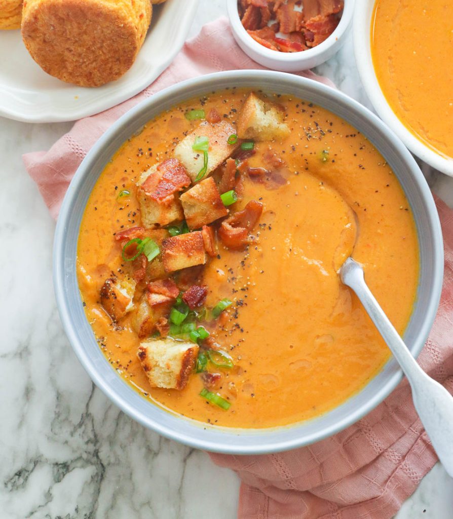 A bowl of sweet potato soup