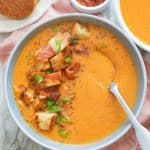 A bowl of sweet potato soup