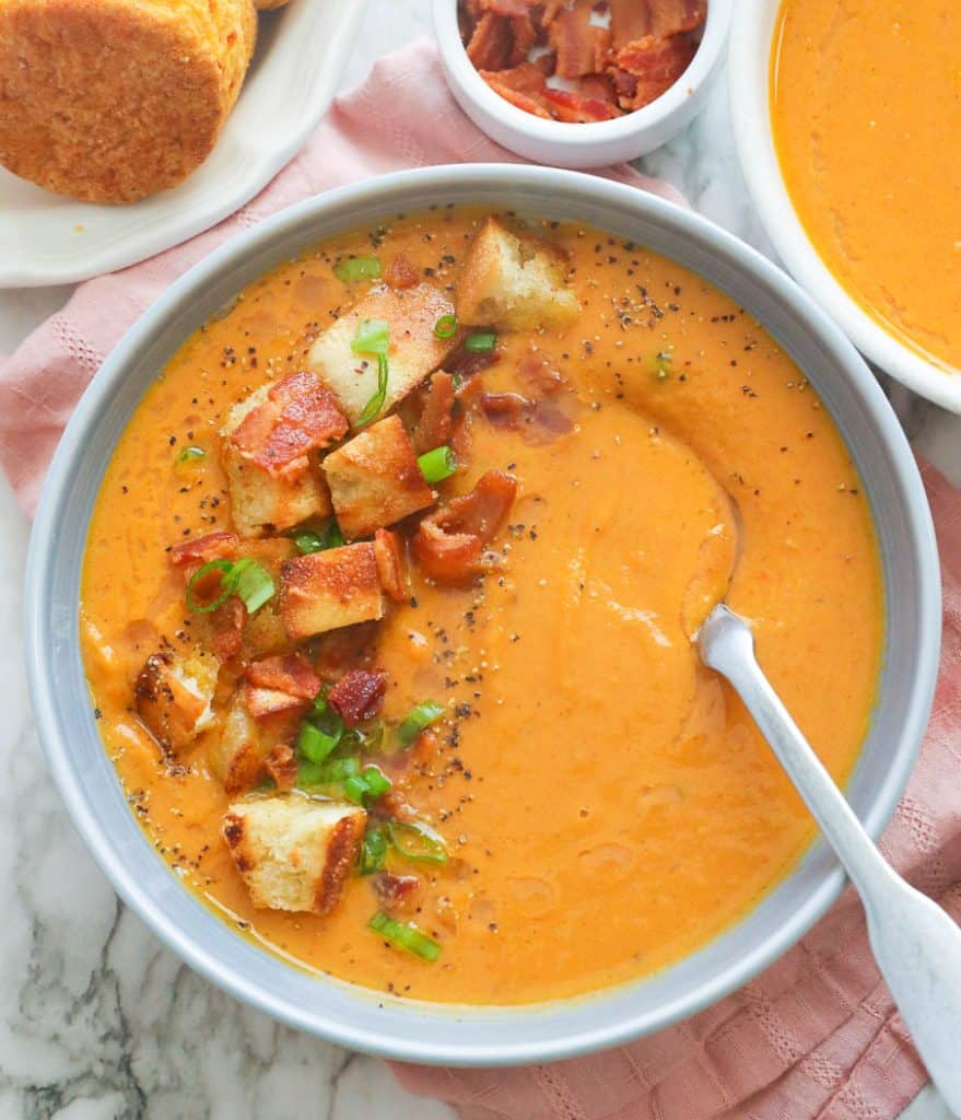 A bowl of sweet potato soup