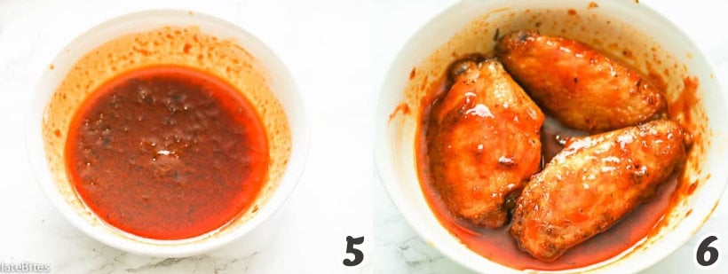 Coating the Chicken Wings with Homemade Buffalo Wings Sauce