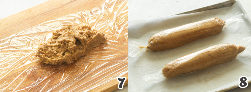 Rolling the Pecan Sandie Cookie Dough into a log