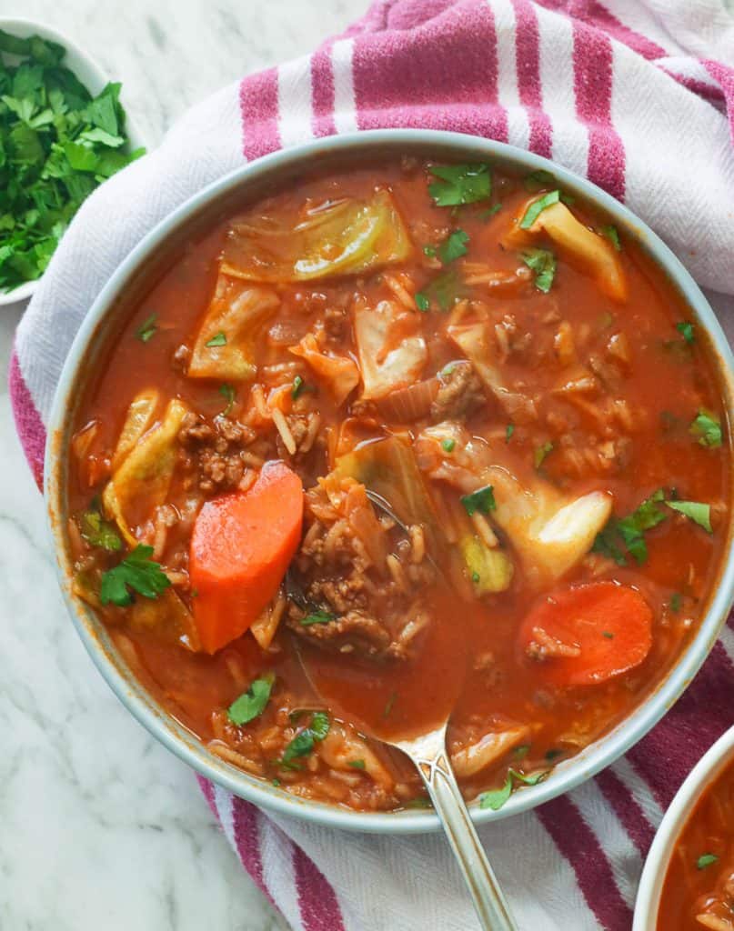 Cabbage Roll Soup in bowl