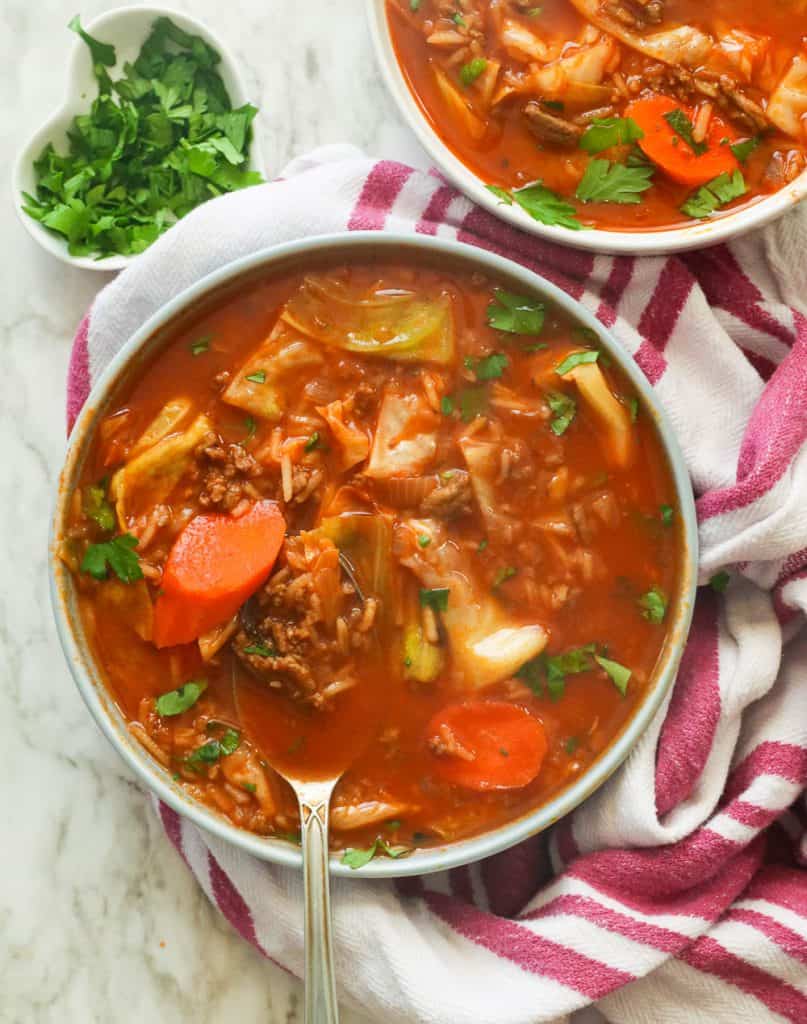 Cabbage Roll Soup with parsley