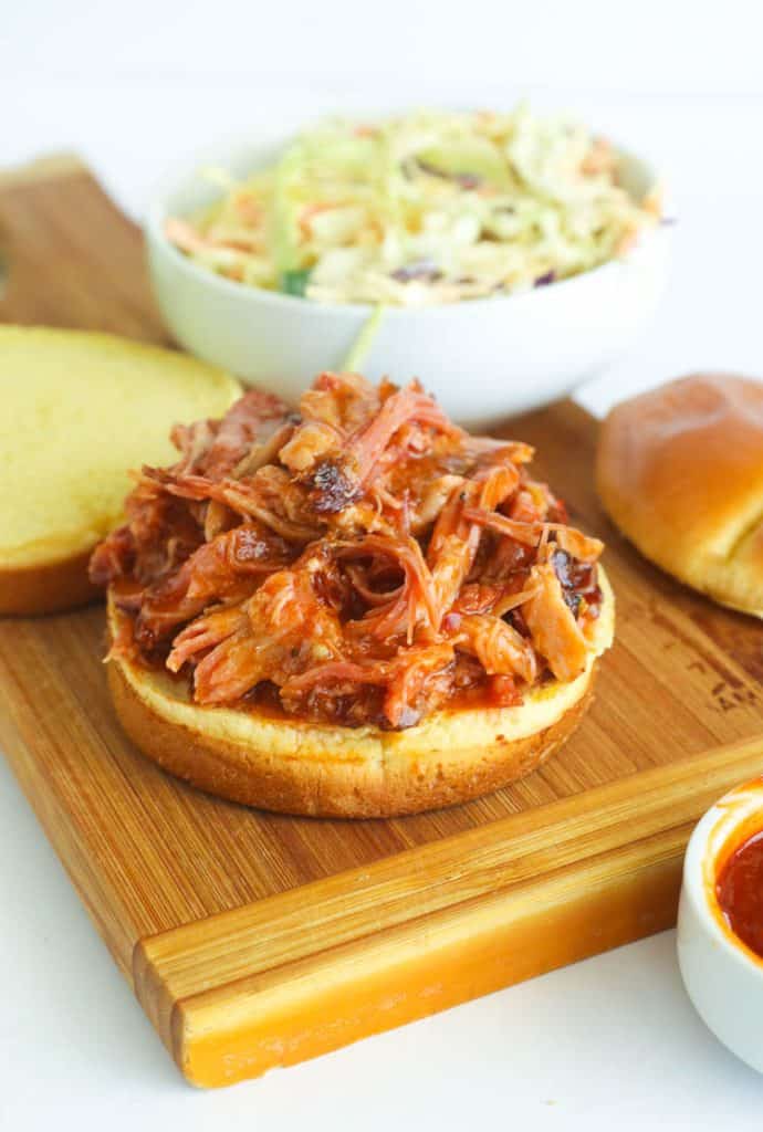 Bun Topped with BBQ Pulled Pork Mixture