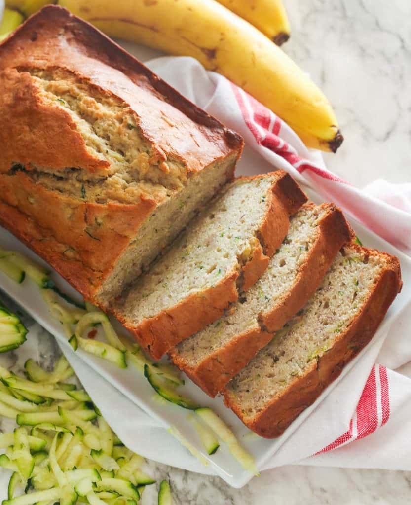 Sliced banana zucchini bread