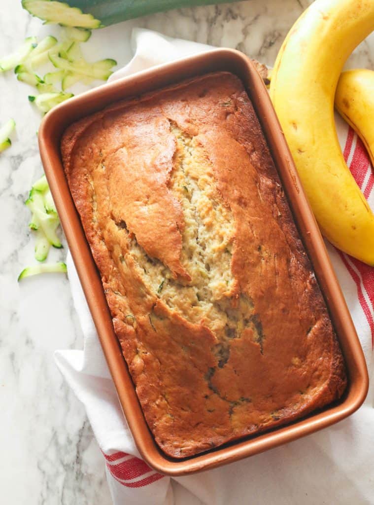 Zucchini banana bread straight from the oven
