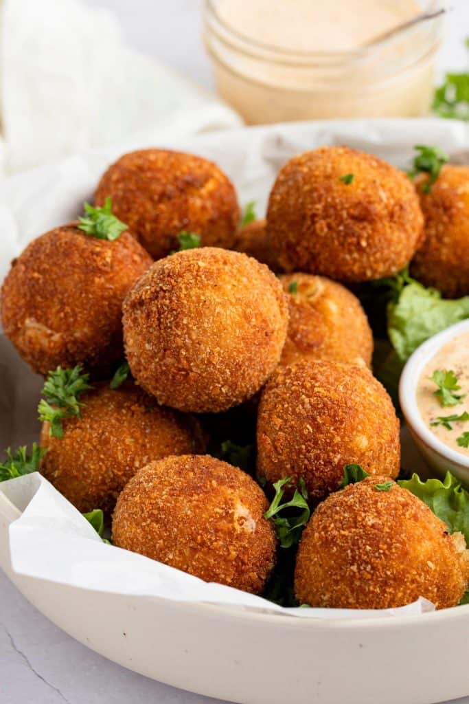 A Bowl of Fried Chicken Croquettes