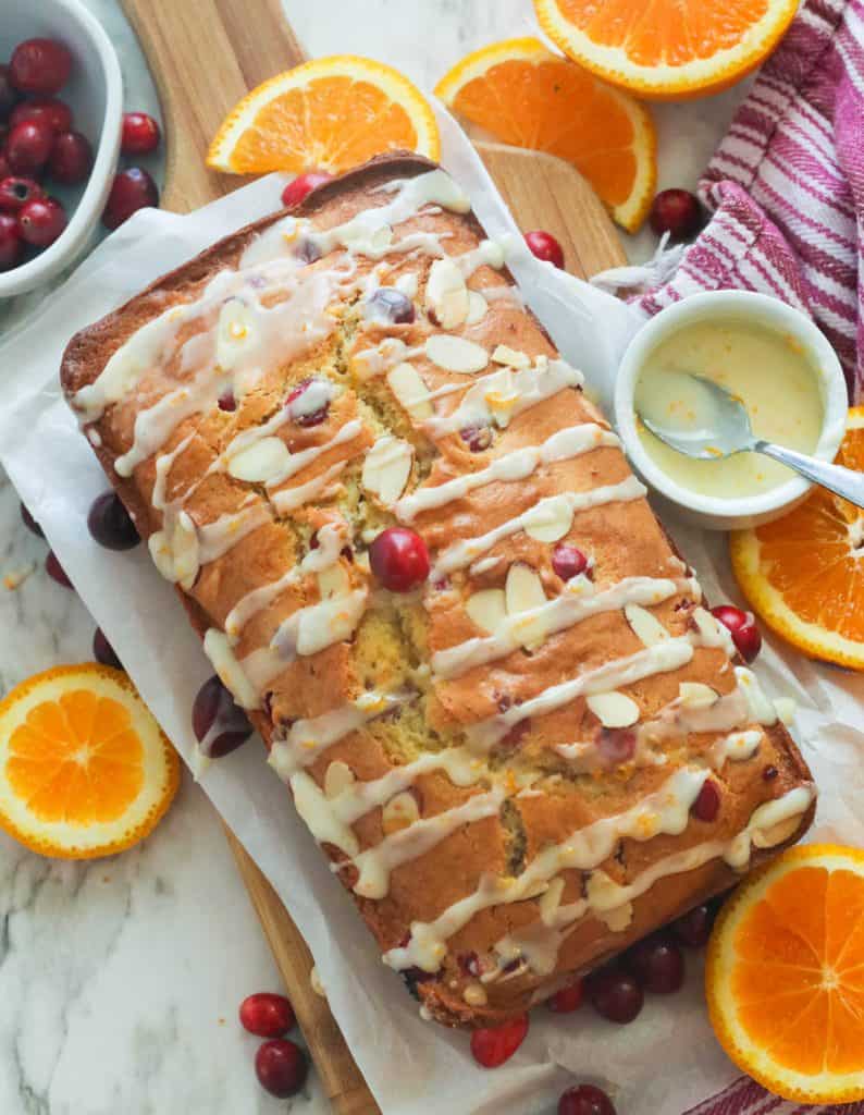 Cranberry Orange Bread with Glaze