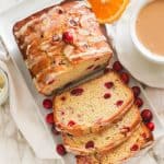 Sliced cranberry orange bread