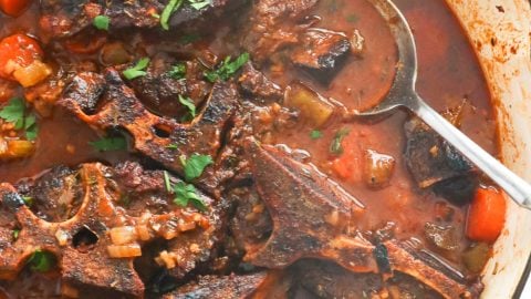 Braised Beef Neck Bones in a Pan