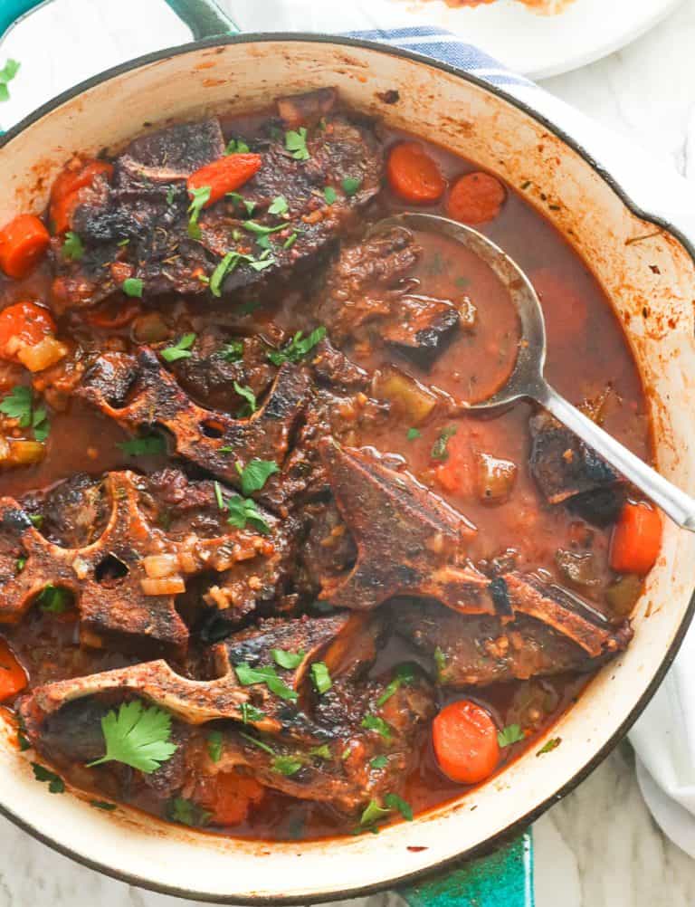 Braised Beef Neck Bones in a Pan