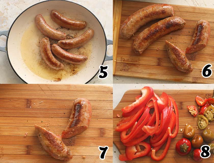 Slicing the Sausage for Chicken Scarpariello