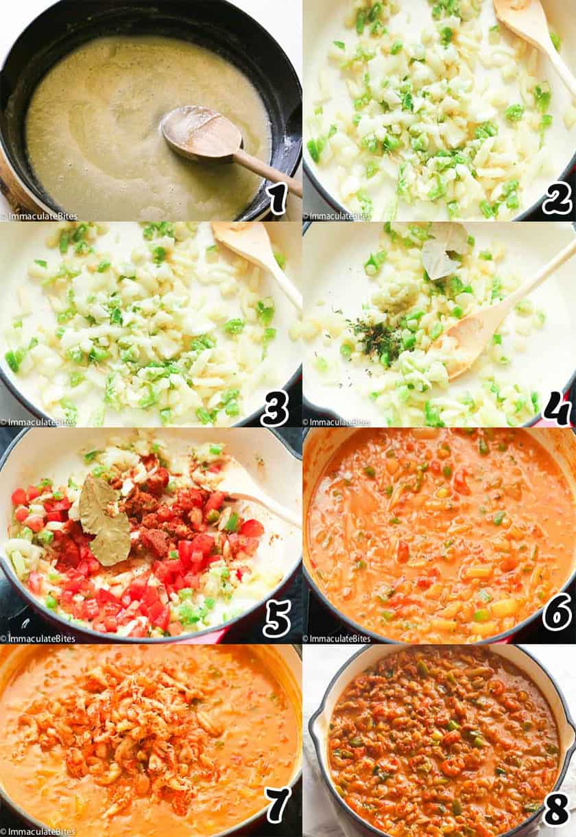 step-by-step photos on how to make crawfish etouffee