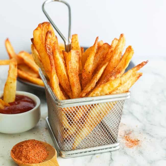 Seasoned Fries in a basket ready to enjoy